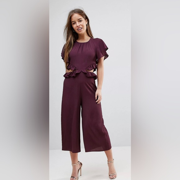 Asos Petite Jumpsuit with Ruffle Cut-Out - Picture 1 of 5